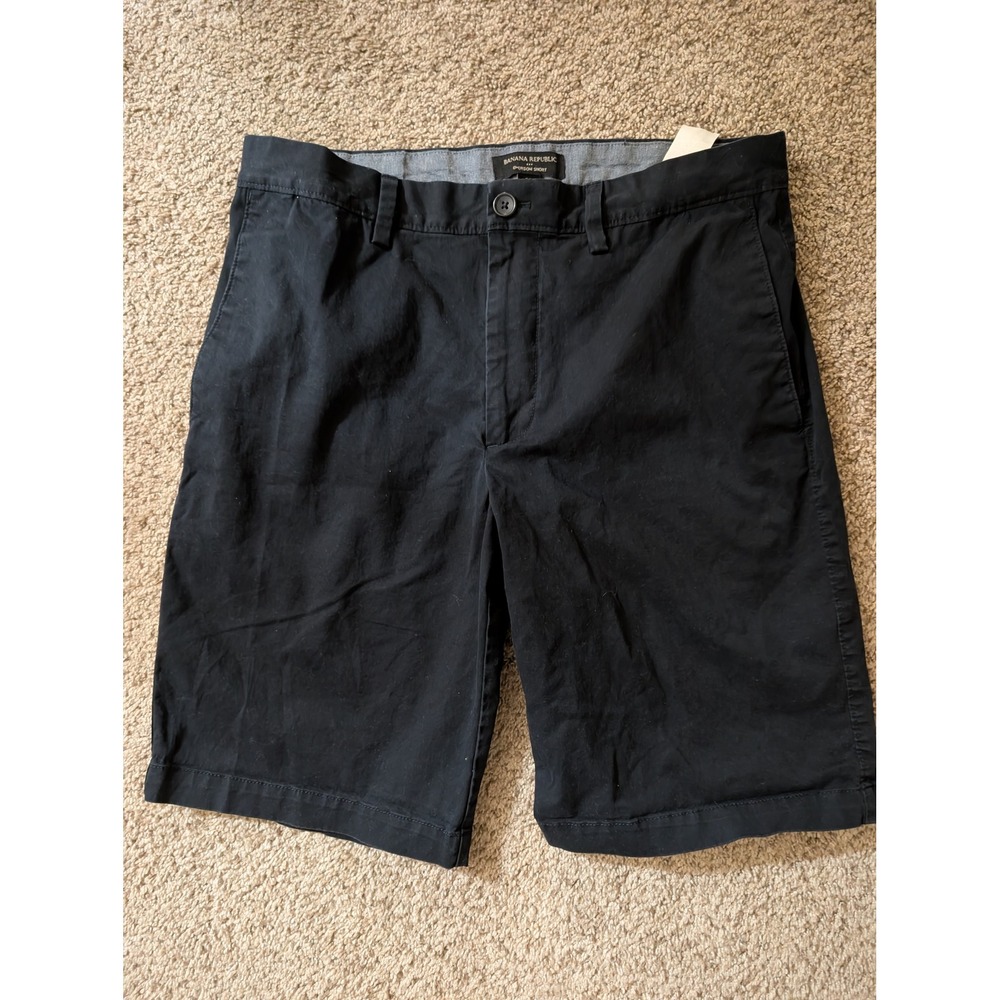Banana Republic Emerson Men's Chino Shorts Size 32 Navy Blue Flat Front